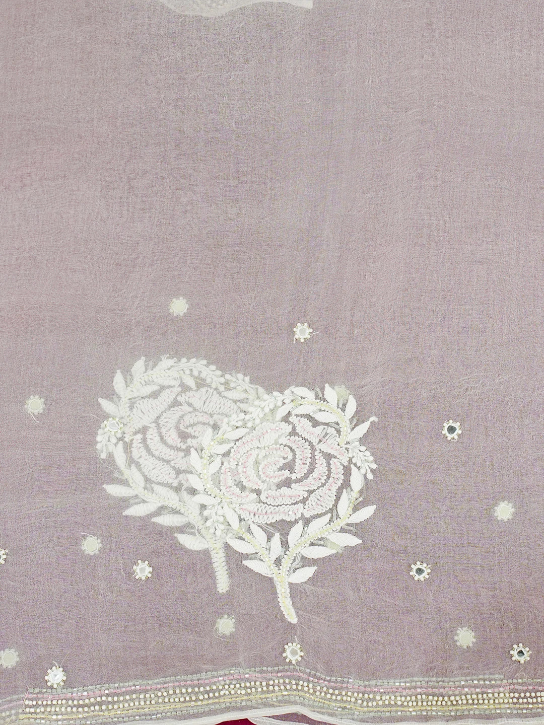 Ada Hand Embroidered Pearl White Organza Lucknowi Chikankari Saree and Blouse With Cutdana Work 01A548546