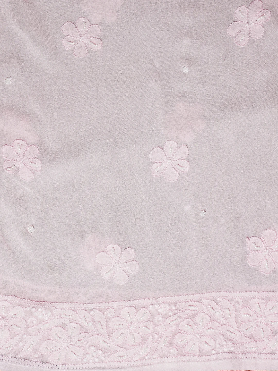 Ada Hand Embroidered Fairy Tale Pink Viscose Georgette Lucknowi Chikankari Semi-Stitched Anarkali Kurta Dupatta Set With Pearl Work 01A553910