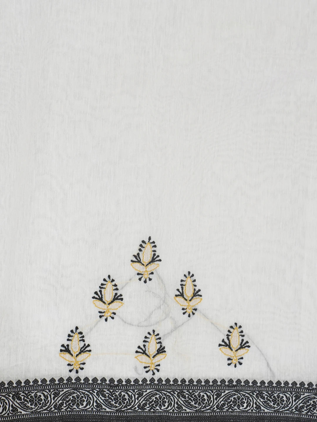 Ada Hand Embroidered White Tissue Lucknowi Chikankari Saree With Blouse 01A575516
