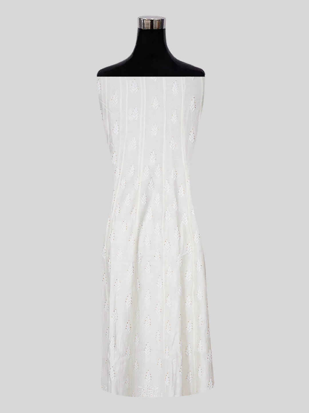 Ada Hand Embroidered Cornsilk White Chanderi Lucknowi Chikankari Semi-Stitched Anarkali Kurta Dupatta Set With Muqaish Work 01A586927