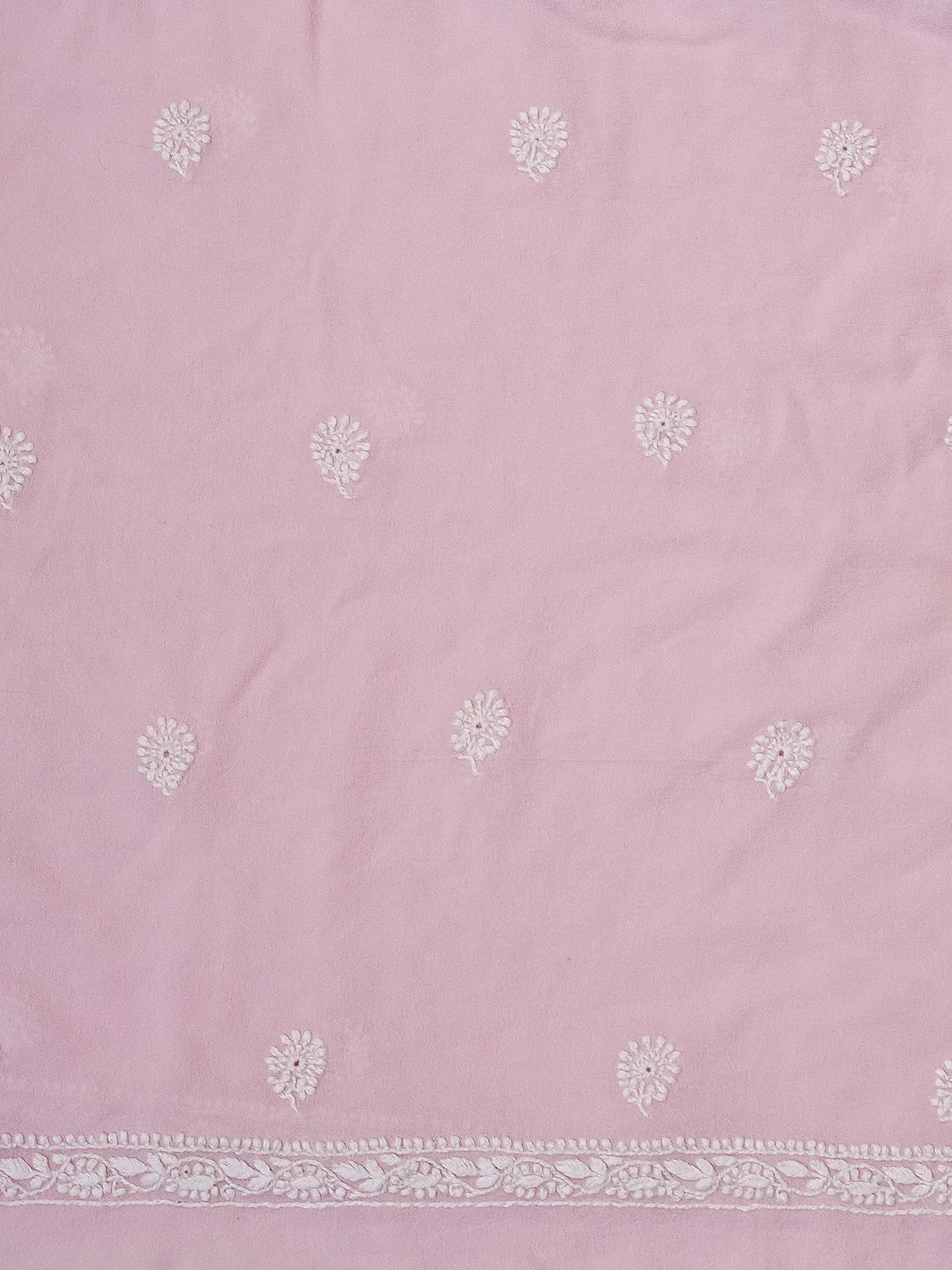 Ada Hand Embroidered Pink Pure Georgette Lucknowi Chikankari Unstitched Kurta Dupatta Set 01A590713