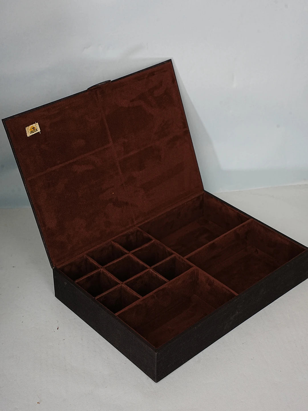 Ada Hand Embroidered Black Silk Lucknowi Chikankari Jewellery Box With Zari Work 01A561777