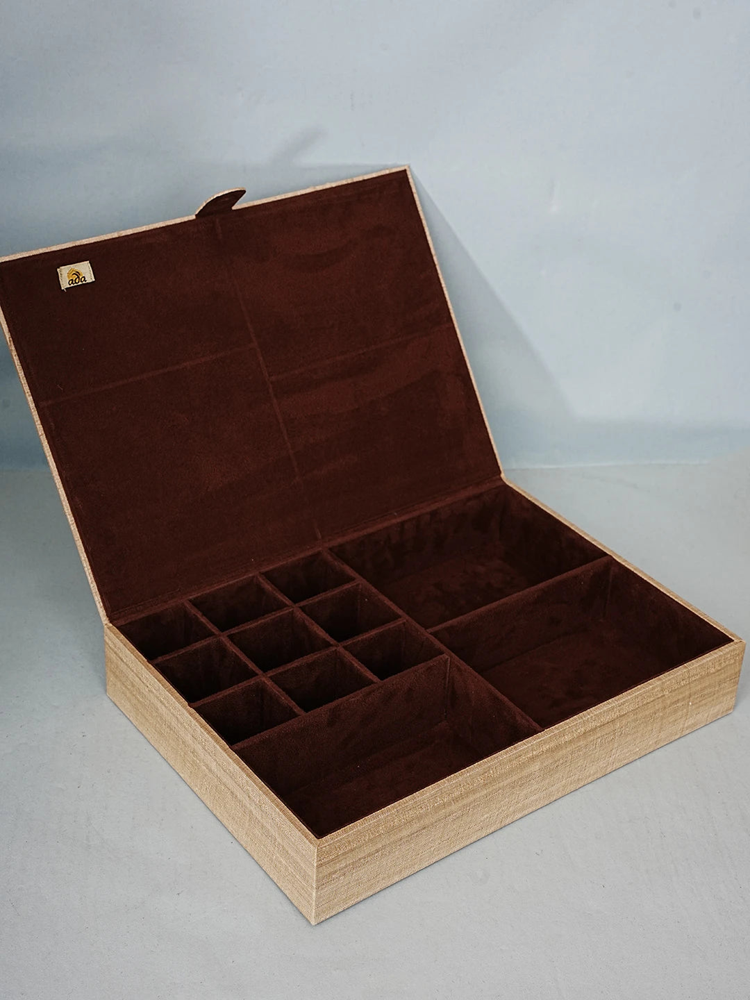 Ada Hand Embroidered Fawn Silk Lucknowi Chikankari Jewellery Box With Zari Work 01A575887
