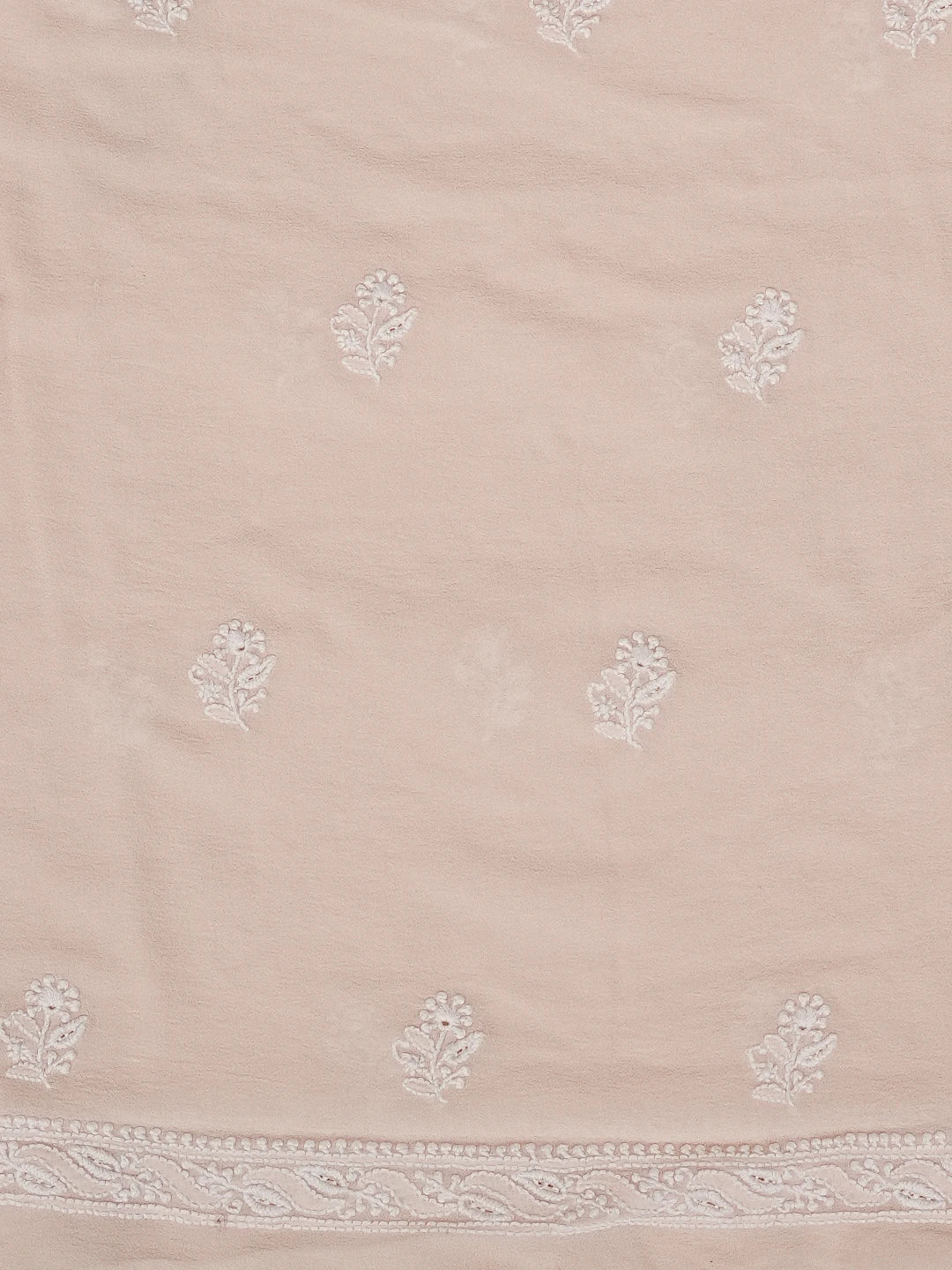 Ada Hand Embroidered Ombre Shade of Persian Pink & Mimi Pink Pure Georgette Lucknowi Chikankari Unstitched Kurta Dupatta Set 01A590641