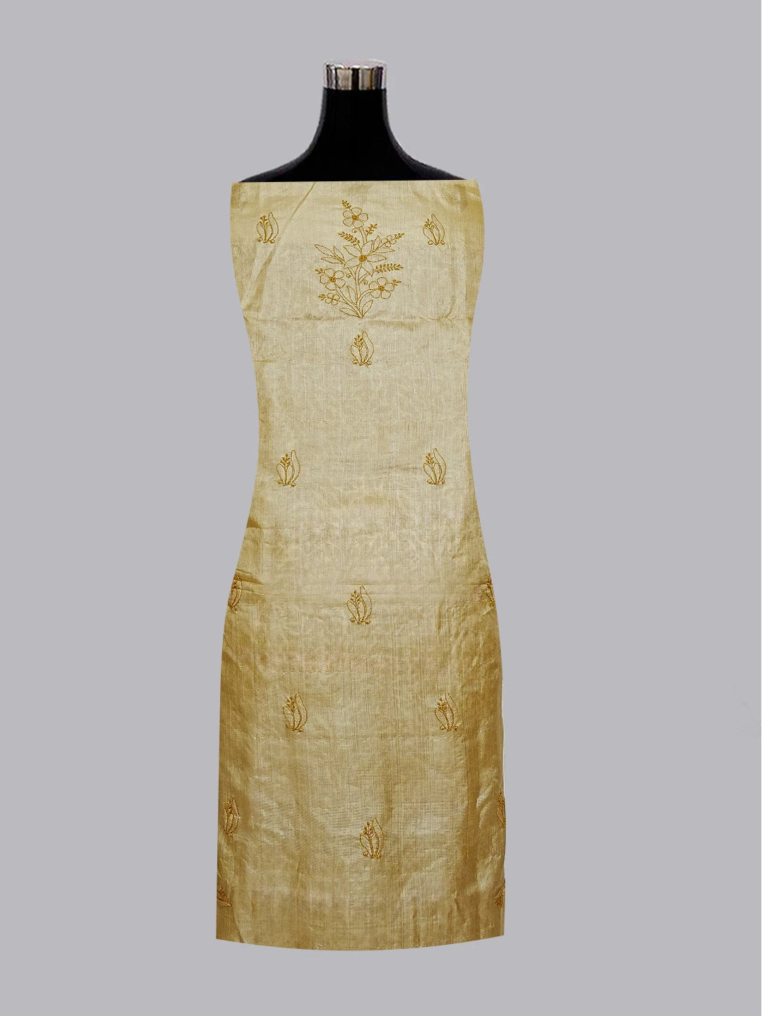 Ada Hand Embroidered Fawn Silk Lucknowi Chikankari Unstitched Suit Piece 01A575453
