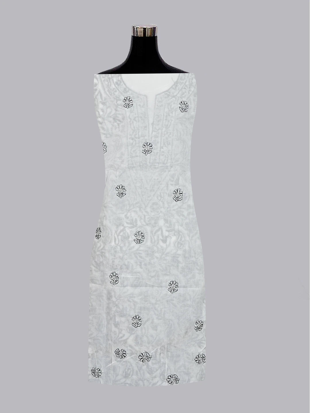 Ada Hand Embroidered White Cotton Lucknowi Chikankari Unstitched Suit Set 01A592721