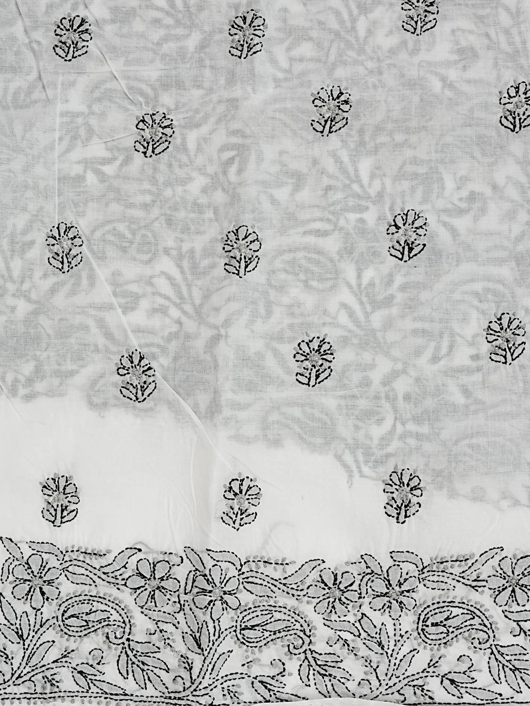 Ada Hand Embroidered White Cotton Lucknowi Chikankari Unstitched Suit Set 01A592721