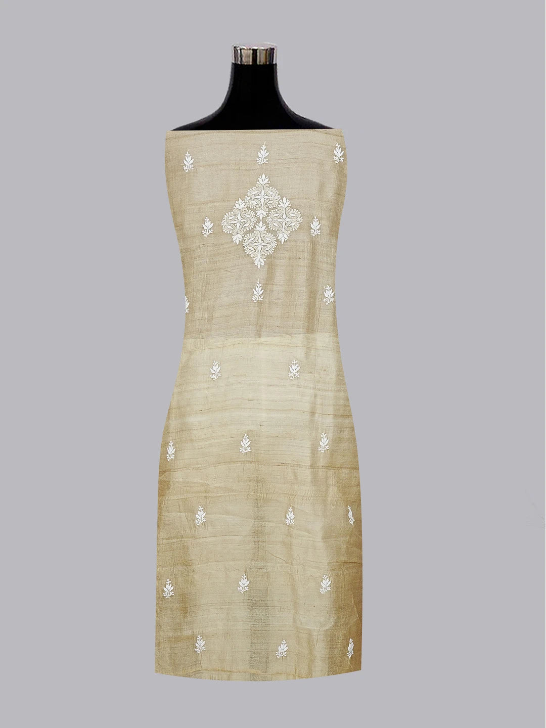 Ada Hand Embroidered Fawn Silk Lucknowi Chikankari Unstitched Suit Piece 01A593037