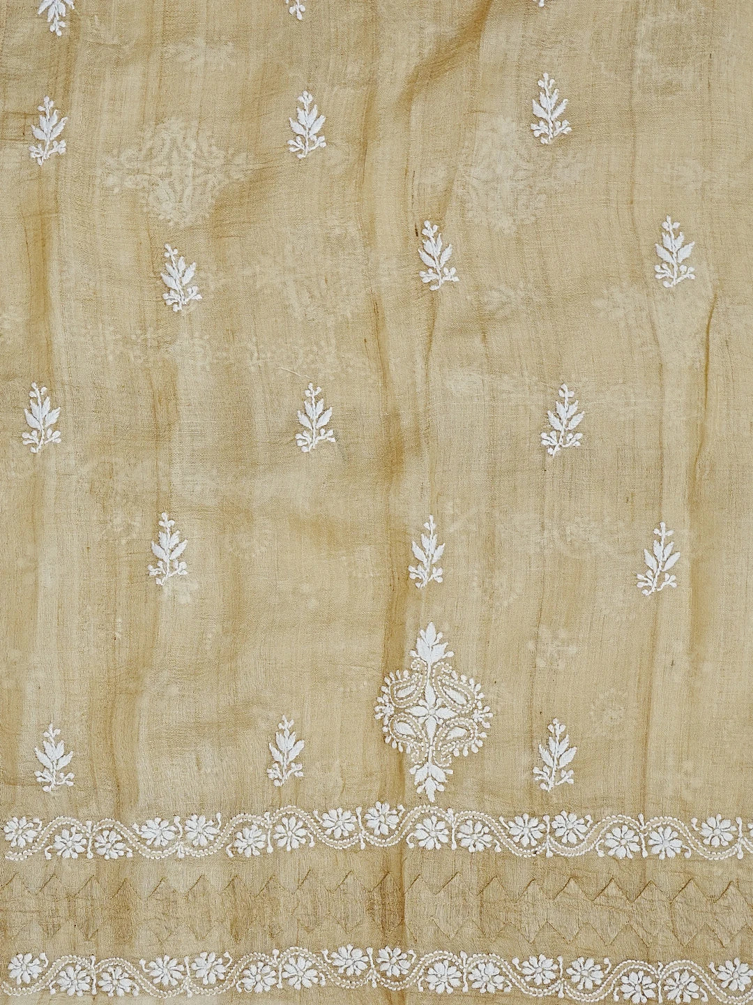 Ada Hand Embroidered Fawn Silk Lucknowi Chikankari Unstitched Suit Piece 01A593037