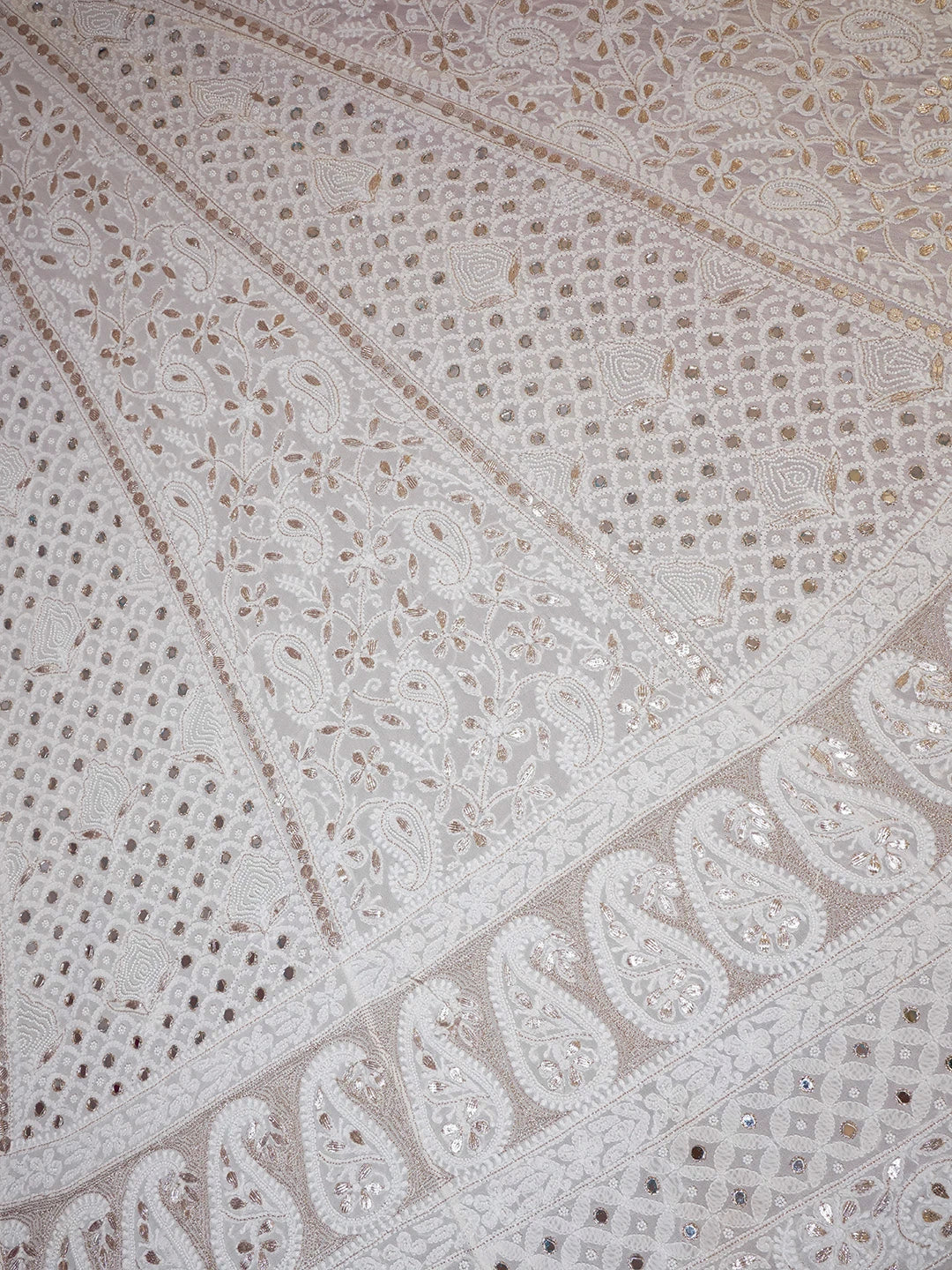 Ada Hand Embroidered White Pure Georgette Lucknowi Chikankari Lehenga Set With Pearl Work 01A468715