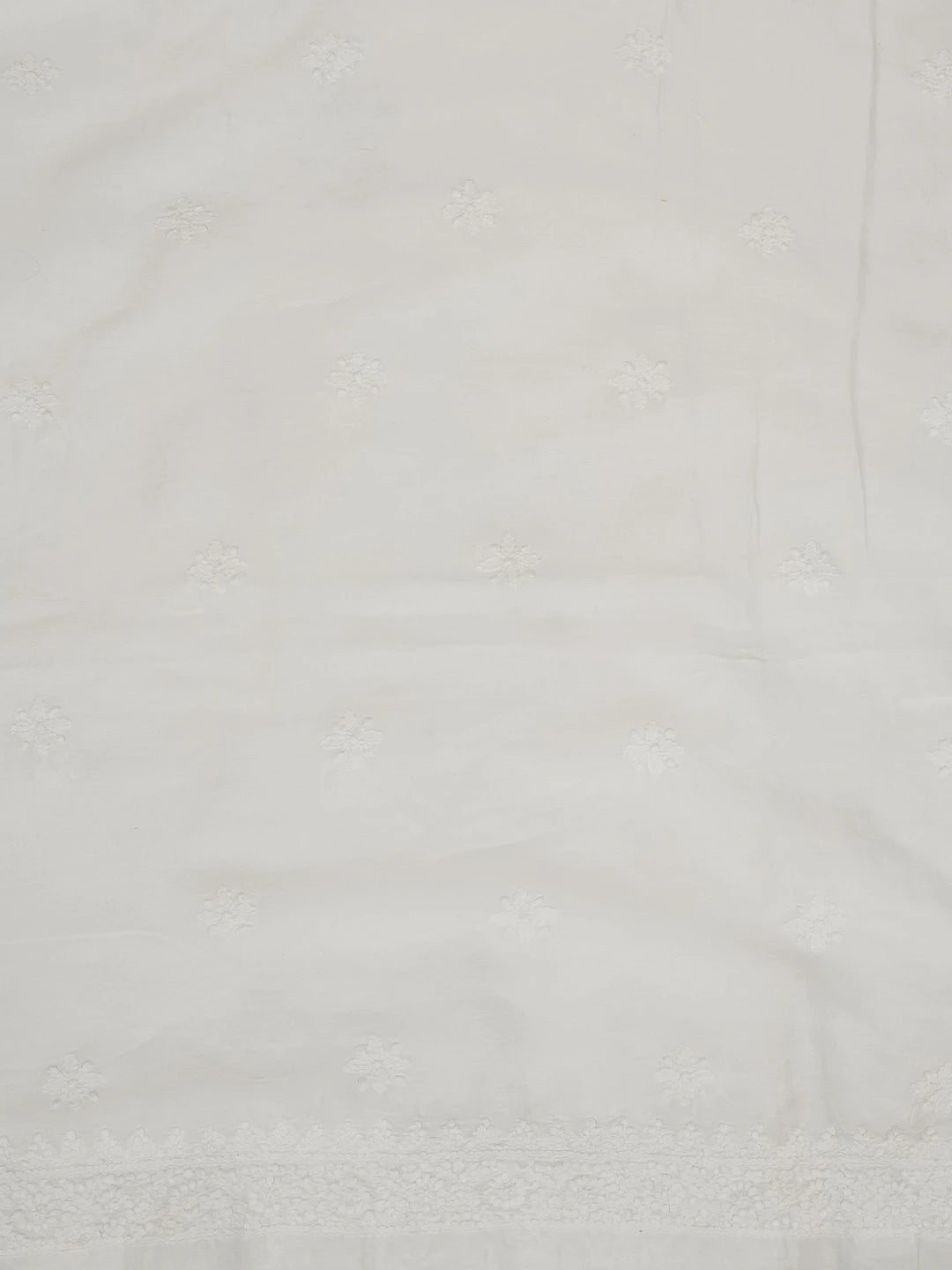 Ada Hand Embroidered White Chanderi Lucknowi Chikankari Unstitched Men's Kurta Piece 01A583348