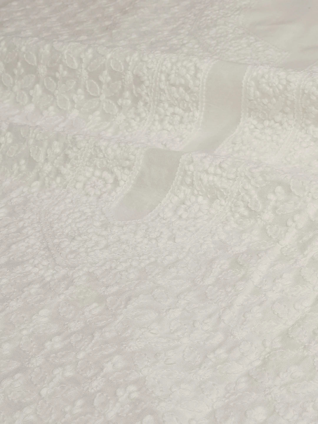 Ada Hand Embroidered White Chanderi Lucknowi Chikankari Unstitched Men's Kurta Piece 01A583348