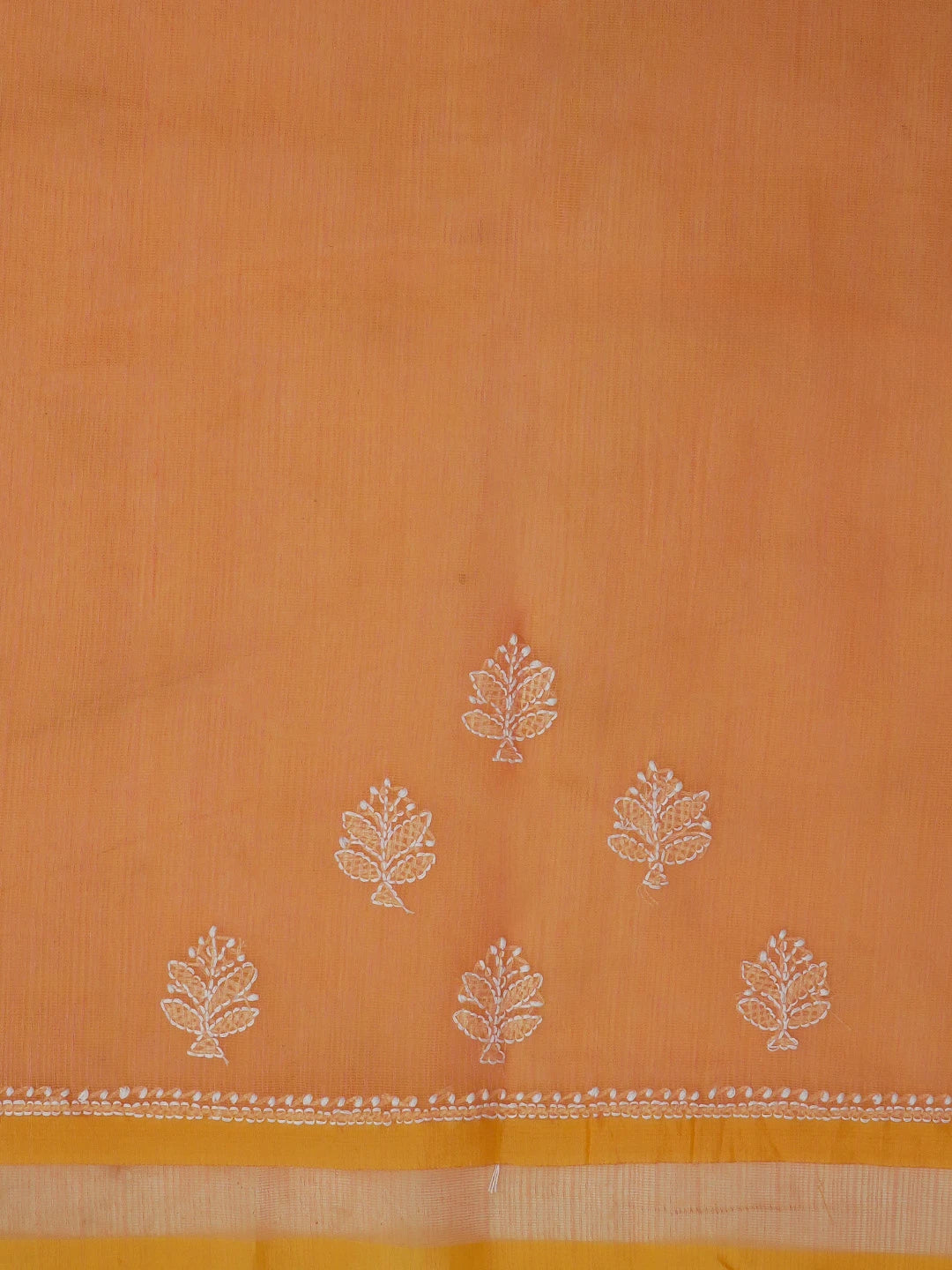 Ada Hand Embroidered Orange Super Net Lucknowi Chikankari Saree With Blouse 01A592669