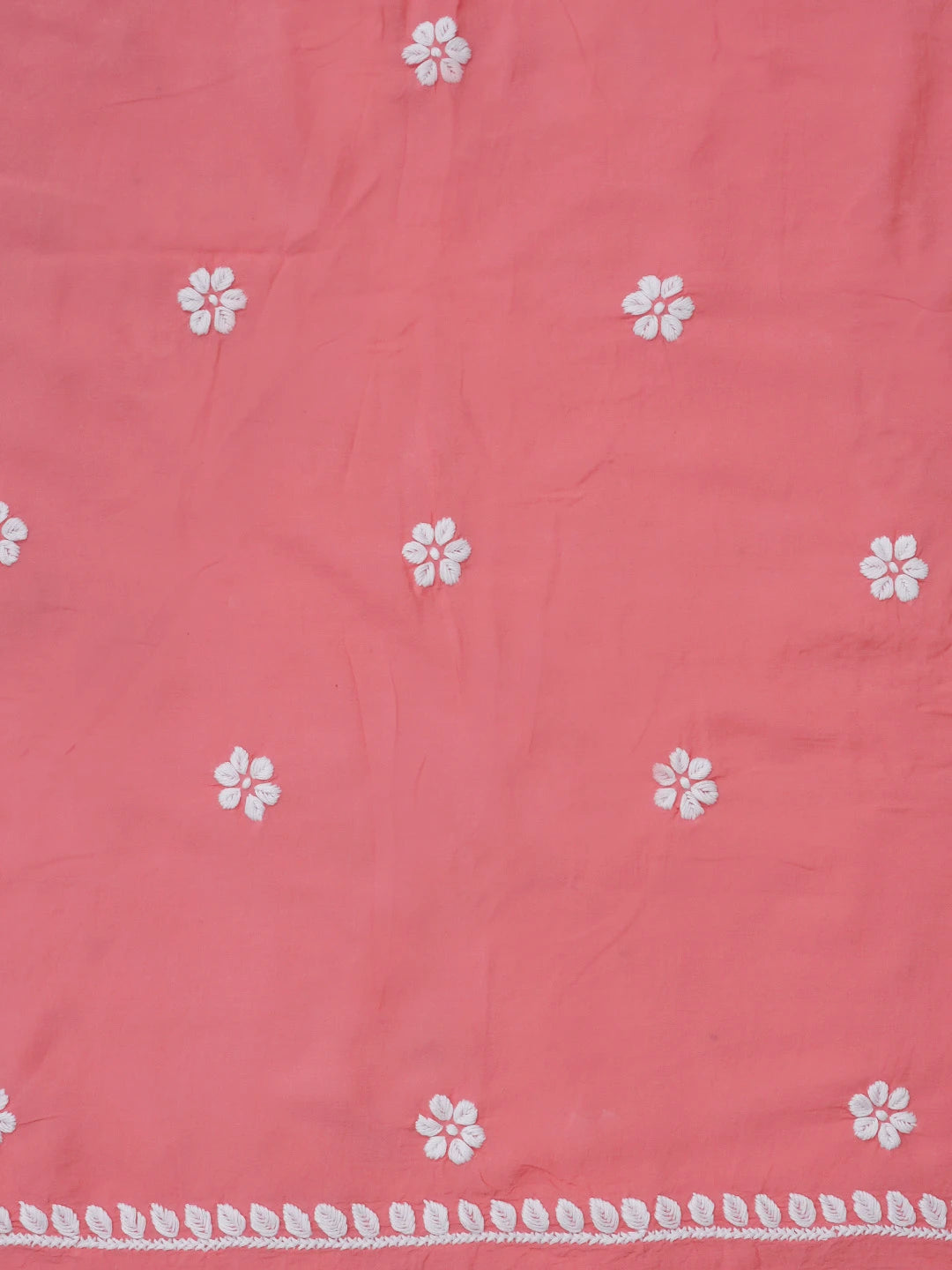 Ada Hand Embroidered Carrot PInk Modal Lucknowi Chikankari Unstitched Kurta Piece 01A593757
