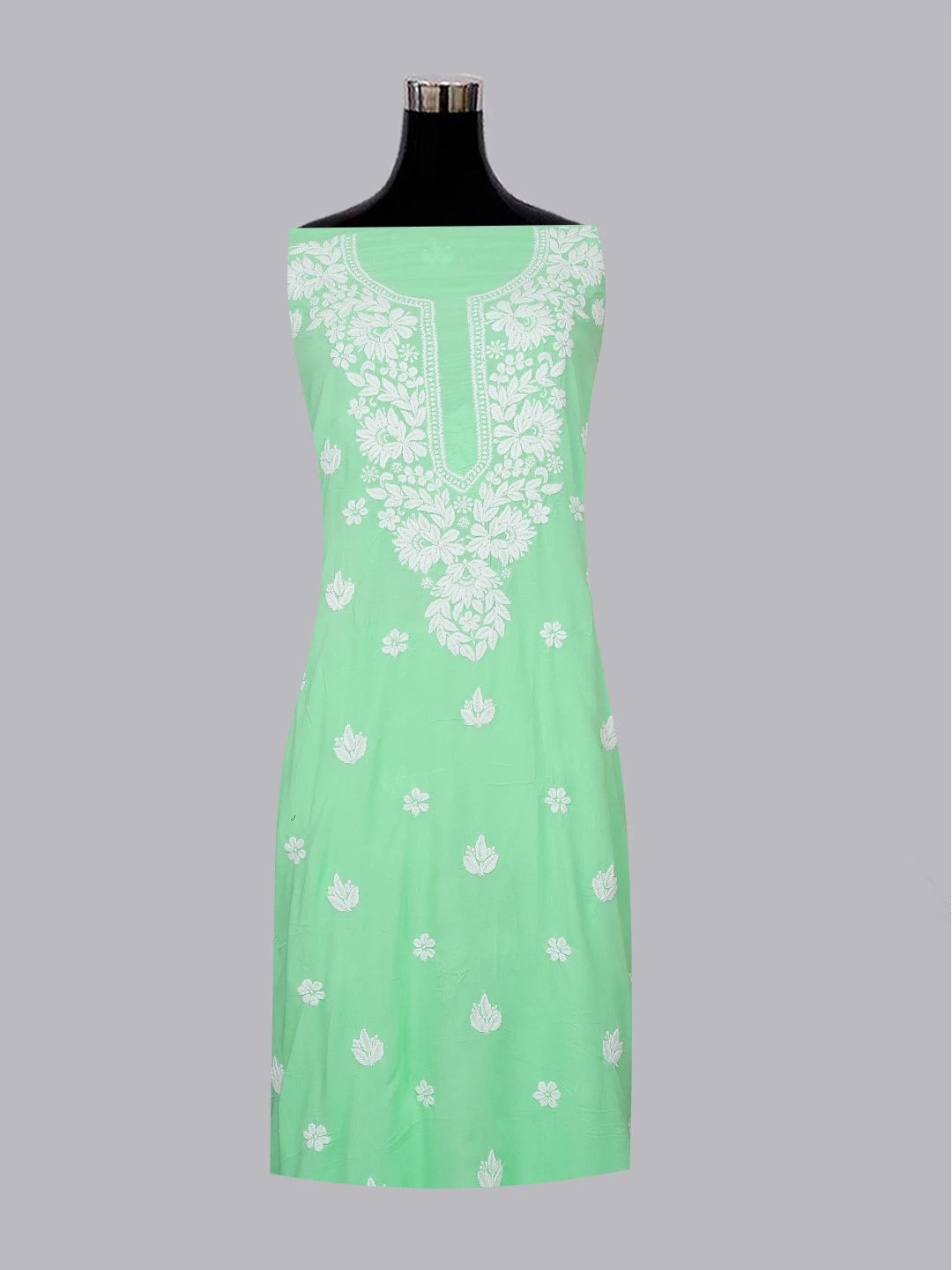 Ada Hand Embroidered Sea Green Modal Lucknowi Chikankari Unstitched Kurta Piece 01A593758
