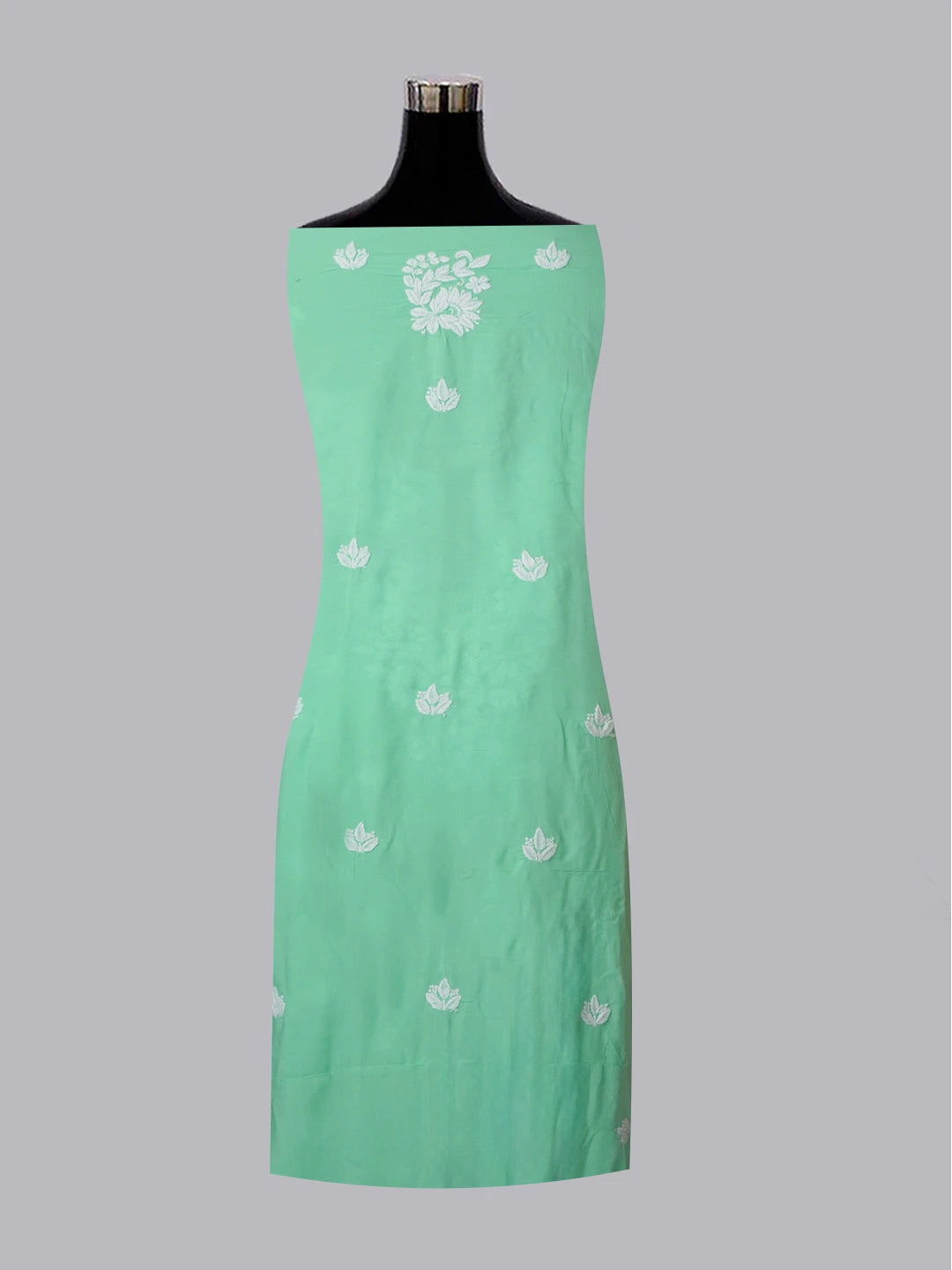 Ada Hand Embroidered Sea Green Modal Lucknowi Chikankari Unstitched Kurta Piece 01A593758