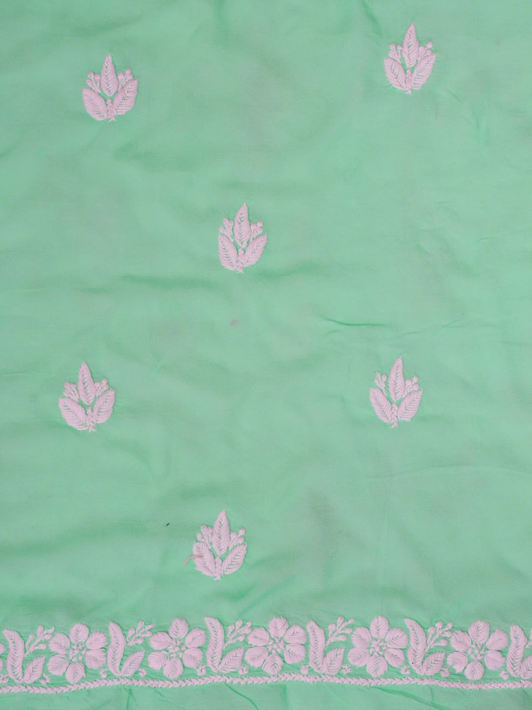Ada Hand Embroidered Sea Green Modal Lucknowi Chikankari Unstitched Kurta Piece 01A593758