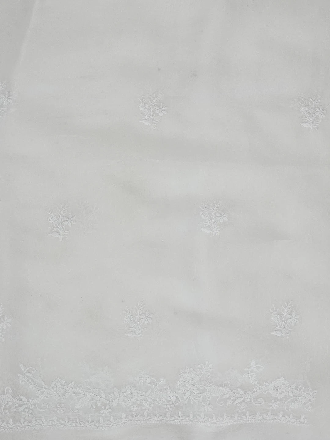 Ada Hand Embroidered White Organza Lucknowi Chikankari Unstitched Kurta Dupatta Set 01A590977