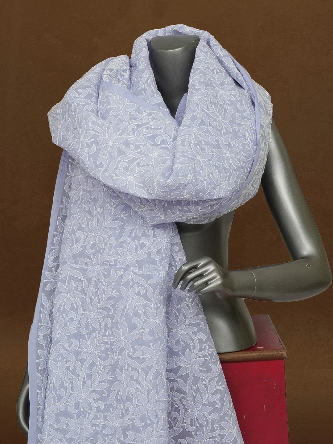 Ada Hand Embroidered Lavender Cotton Lucknowi Chikankari Dupatta 01A589457