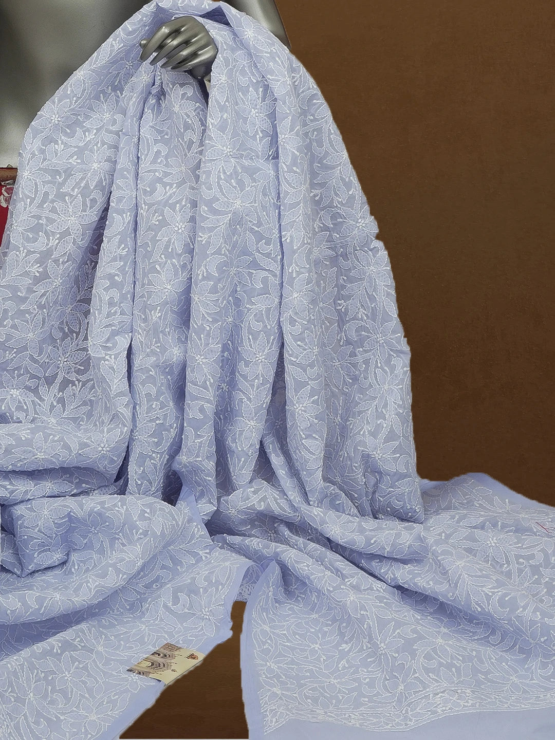 Ada Hand Embroidered Lavender Cotton Lucknowi Chikankari Dupatta 01A589457