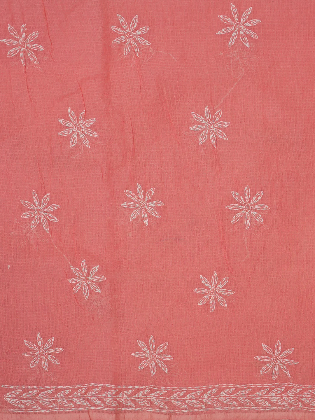 Ada Hand Embroidered Pink Kota Lucknowi Chikankari Unstitched Kurta Dupatta Set 01A590878