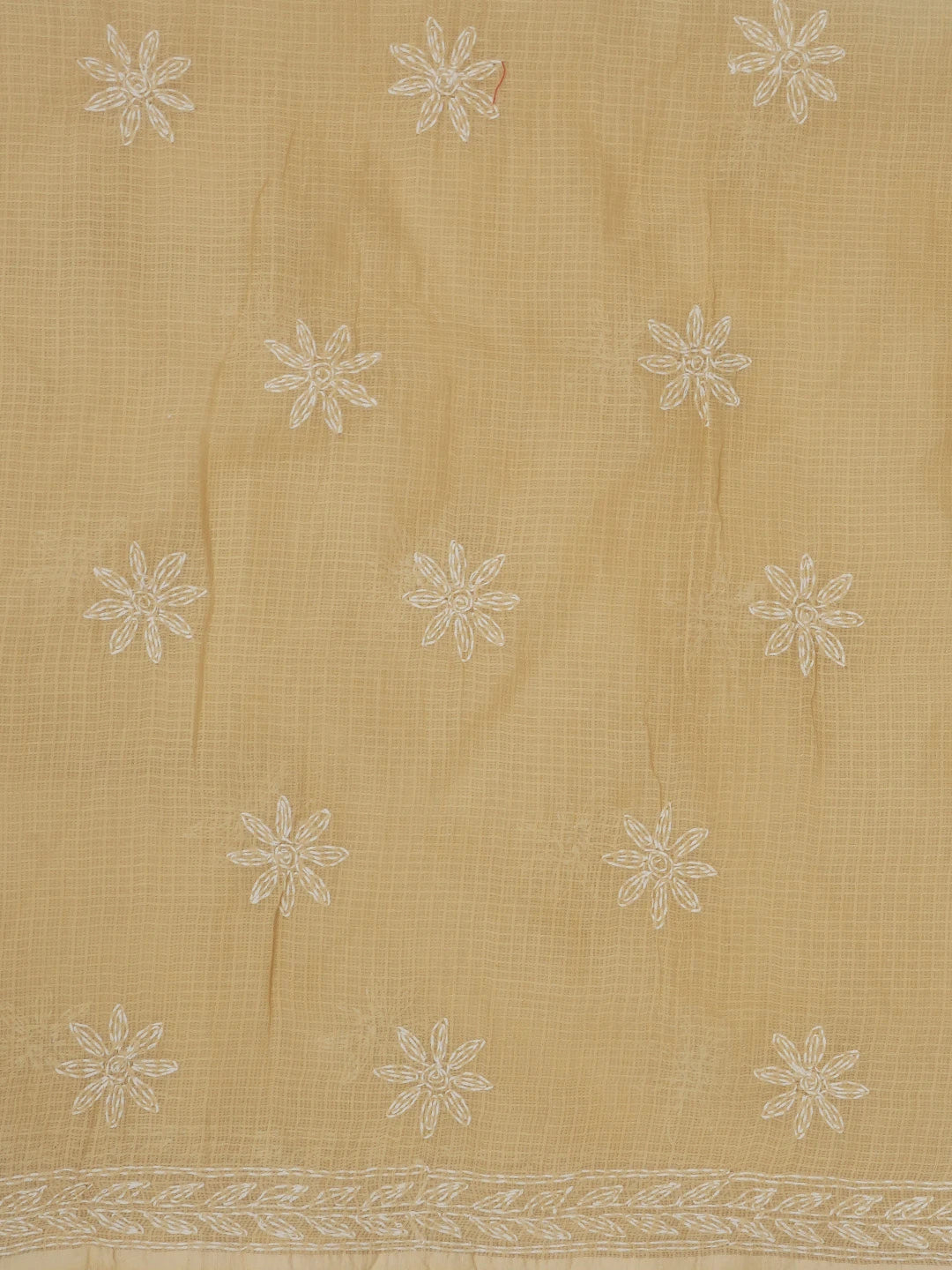 Ada Hand Embroidered Fawn Kota Lucknowi Chikankari Unstitched Kurta Dupatta Set 01A590809