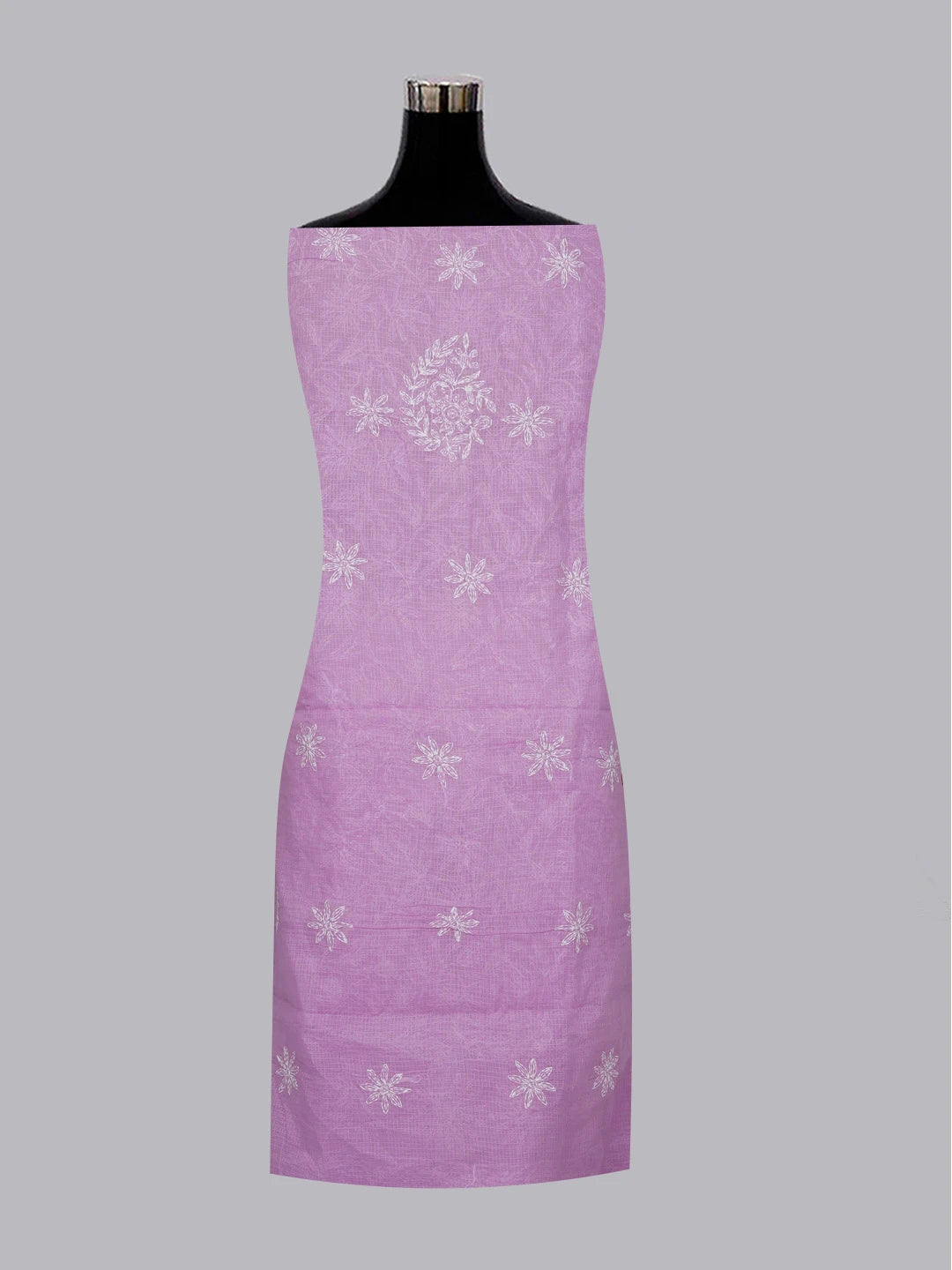 Ada Hand Embroidered Mauve Kota Lucknowi Chikankari Unstitched Kurta Dupatta Set 01A590886