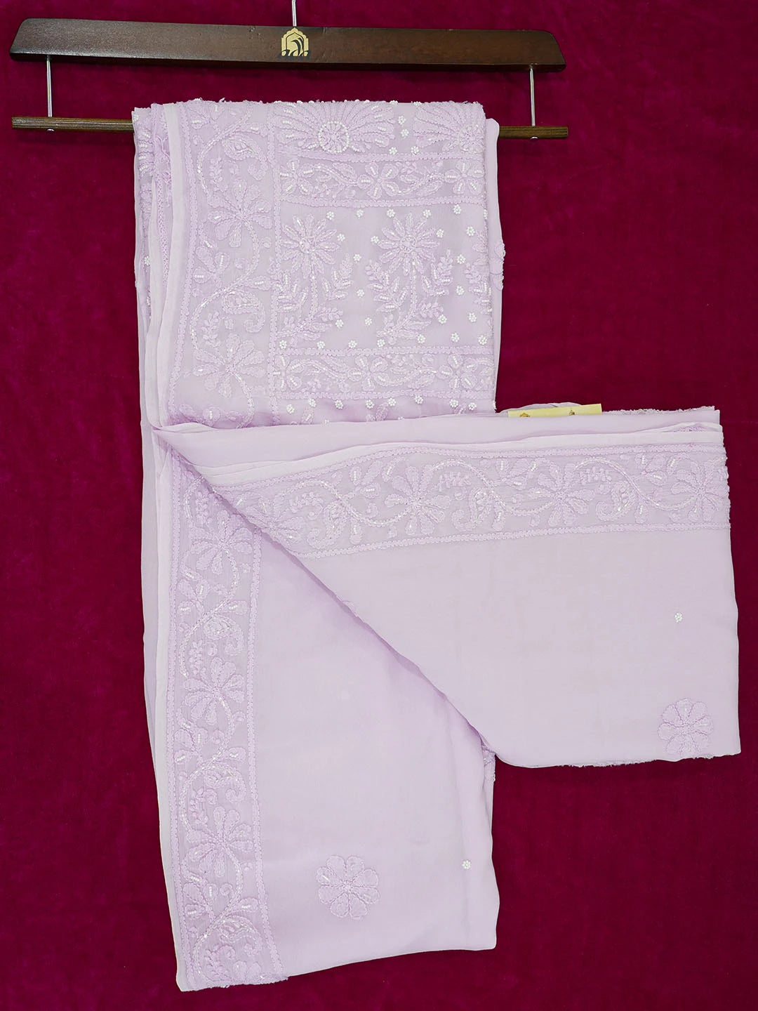 Ada Hand Embroidered Mauve Viscose Georgette Lucknowi Chikankari Saree With Blouse With Cutdana Work 01A583870