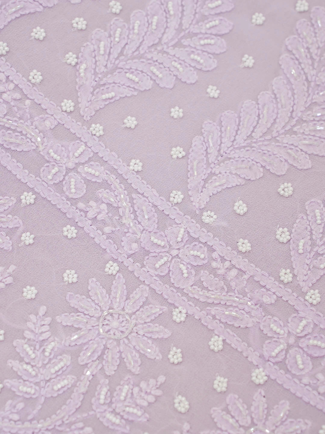 Ada Hand Embroidered Mauve Viscose Georgette Lucknowi Chikankari Saree With Blouse With Cutdana Work 01A583870