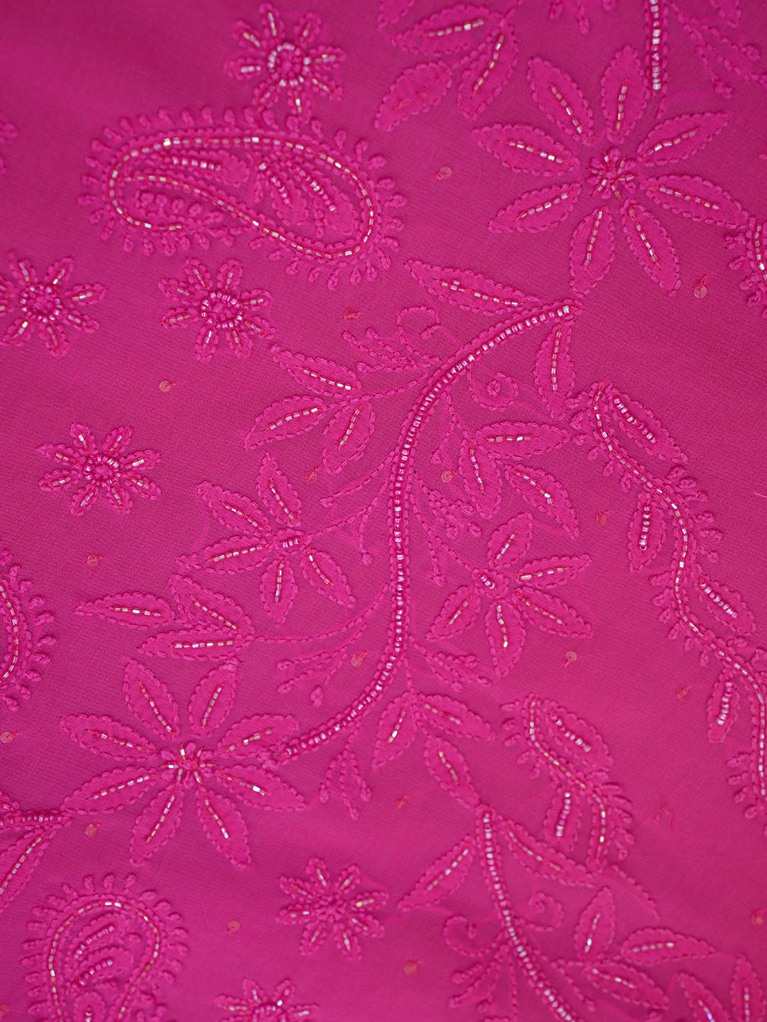 Ada Hand Embroidered Ombre Shade of Magenta & Red  Viscose Georgette Lucknowi Chikankari Saree With Blouse And Cutdana Work 01A382726