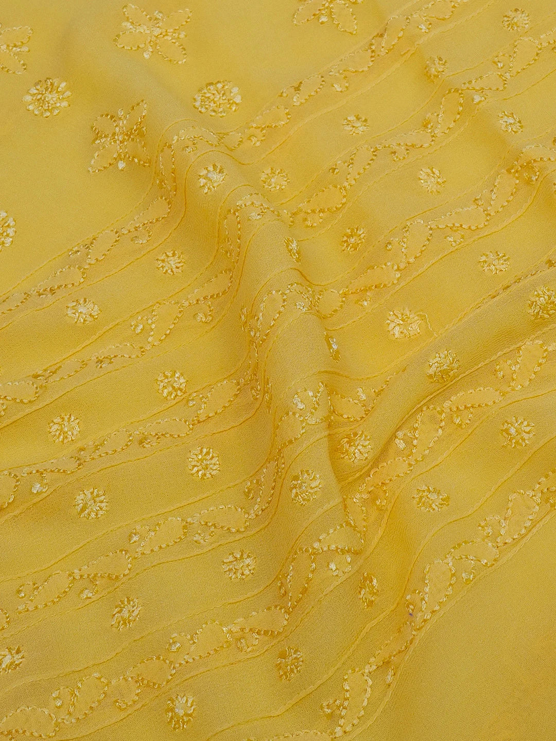 Ada Hand Embroidered Yellow Viscose Georgette Lucknowi Chikankari Unstitched Men's Kurta Piece 01A589357