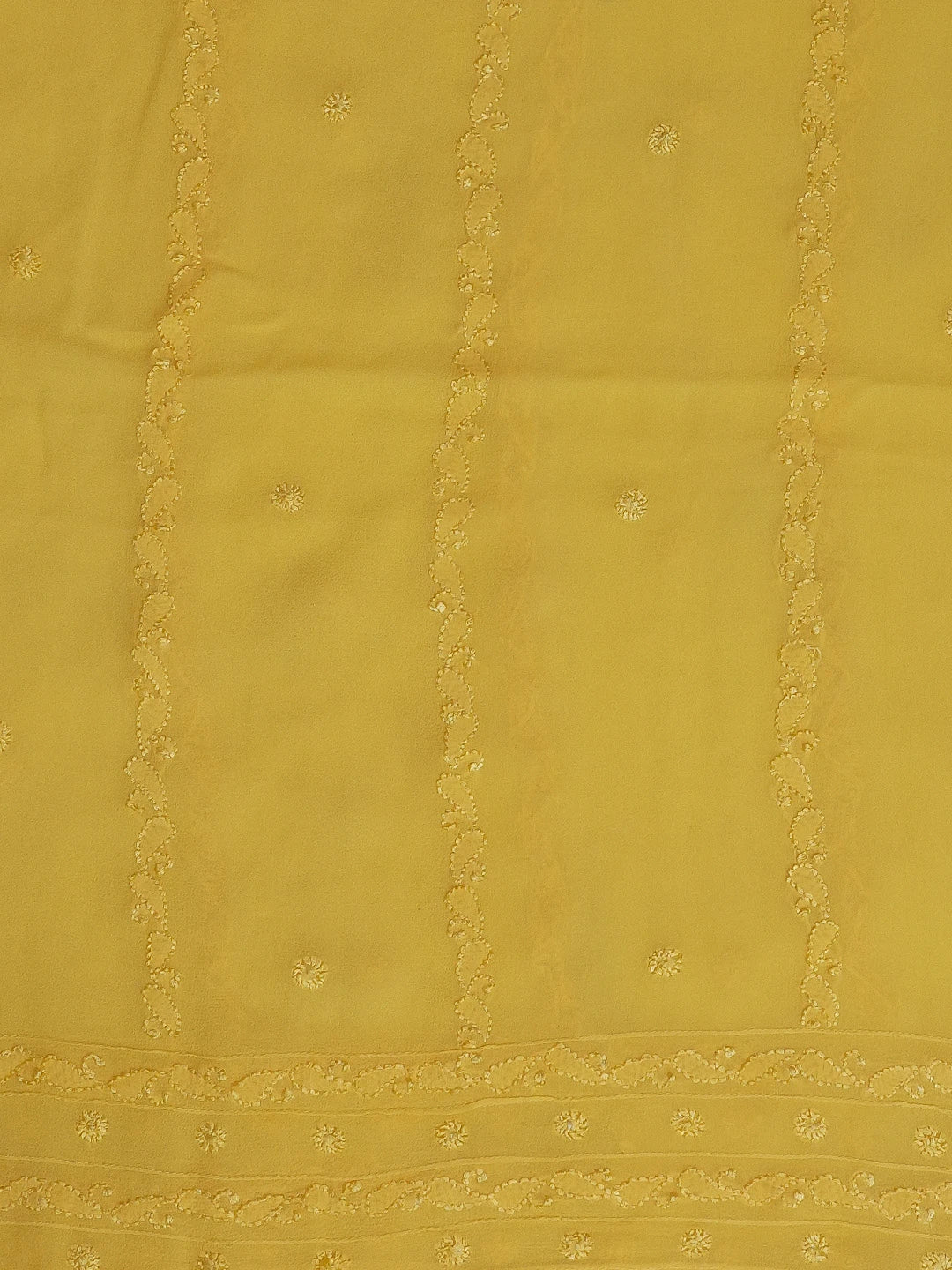 Ada Hand Embroidered Yellow Viscose Georgette Lucknowi Chikankari Unstitched Men's Kurta Piece 01A589357