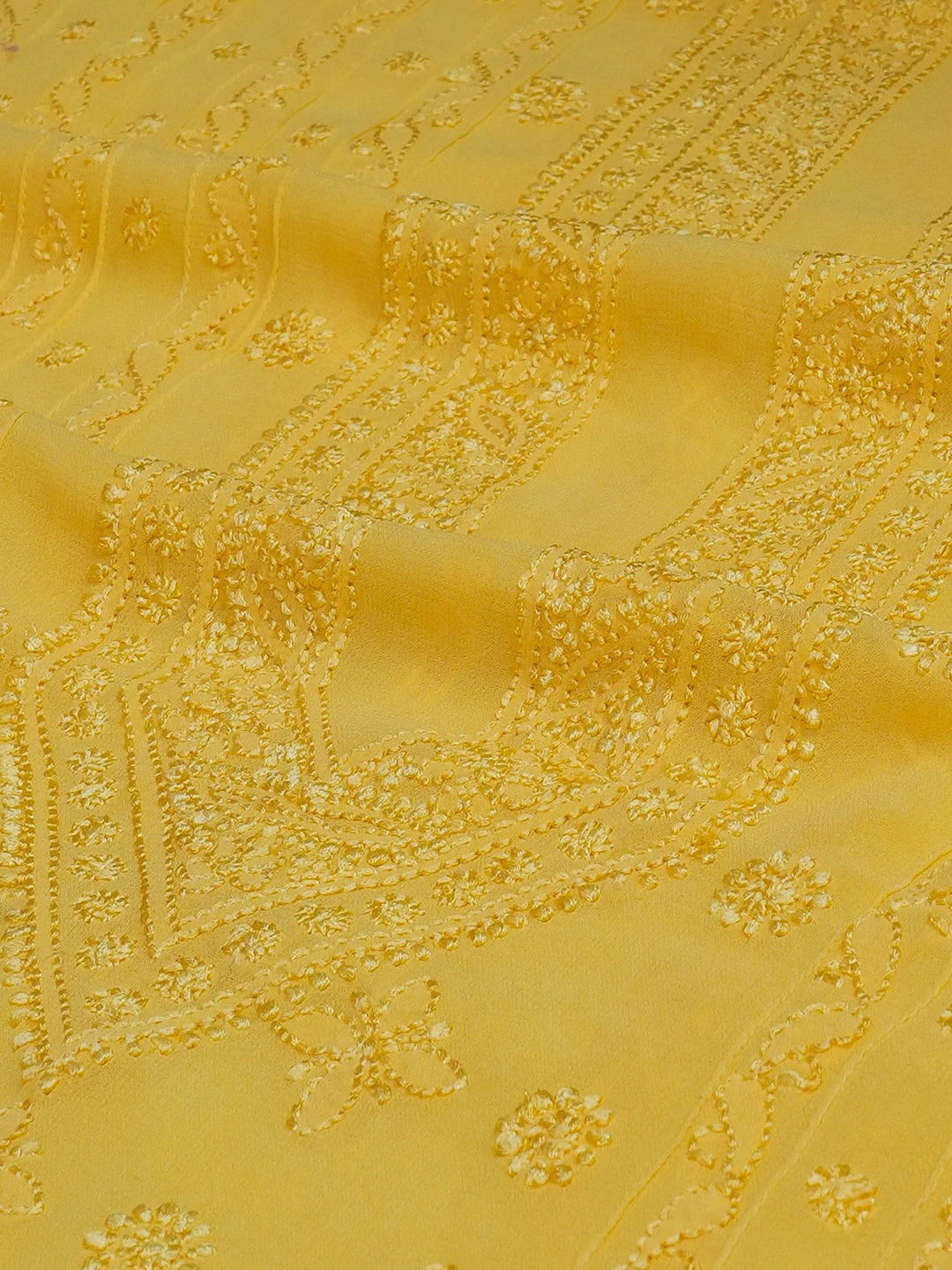 Ada Hand Embroidered Yellow Viscose Georgette Lucknowi Chikankari Unstitched Men's Kurta Piece 01A589357