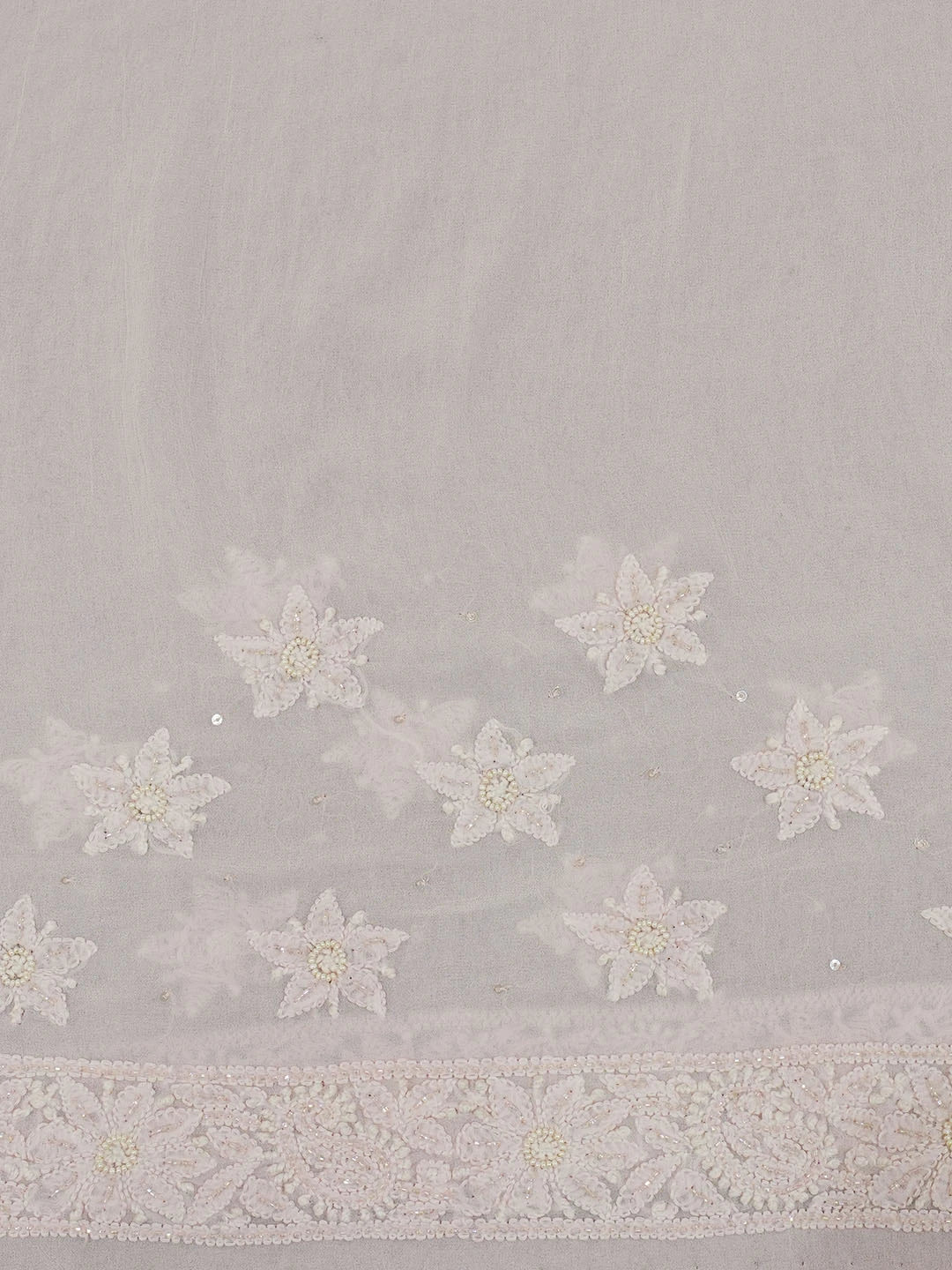 Ada Hand Embroidered Fairy Tale Pink Viscose Georgette Lucknowi Chikankari Saree With Blouse And Cutdana Work 01A542075