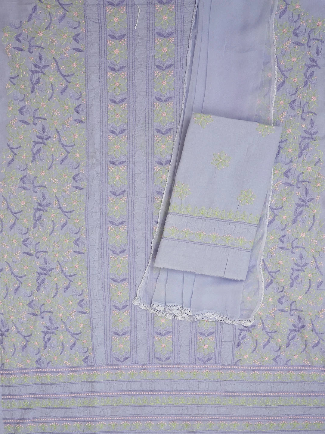 Ada Hand Embroidered Mauve Cotton Lucknowi Chikankari Unstitched Suit Piece 01A596034