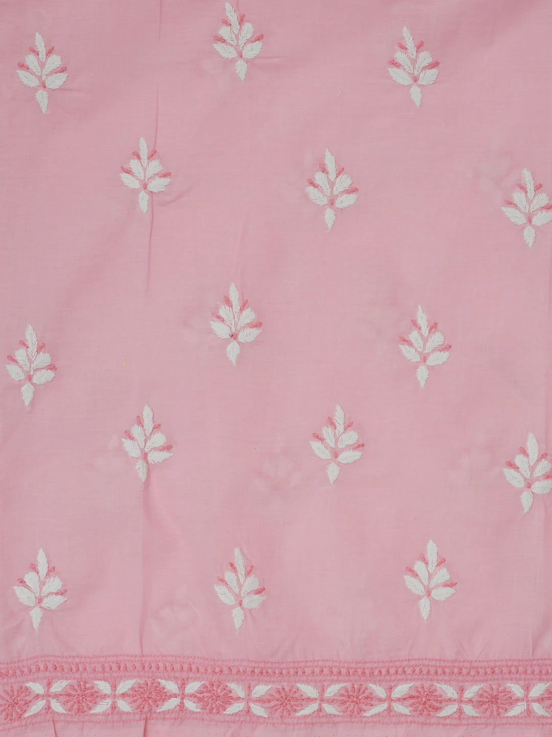 Ada Hand Embroidered Pink Cotton Lucknowi Chikankari Unstitched Suit Piece 01A596081