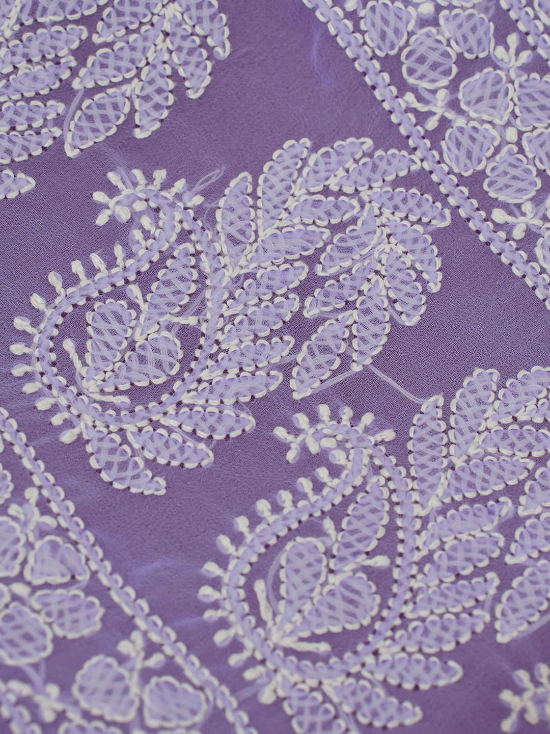 Ada Hand Embroidered Mauve Faux Georgette Lucknowi Chikankari Saree With Blouse 01A569936