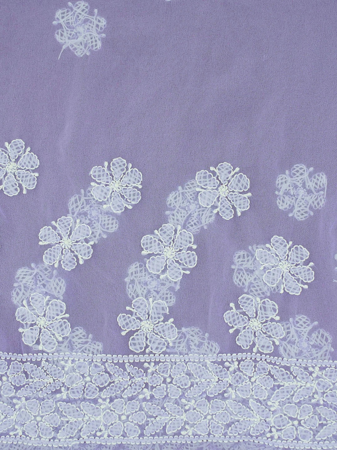 Ada Hand Embroidered Mauve Faux Georgette Lucknowi Chikankari Saree With Blouse 01A569936