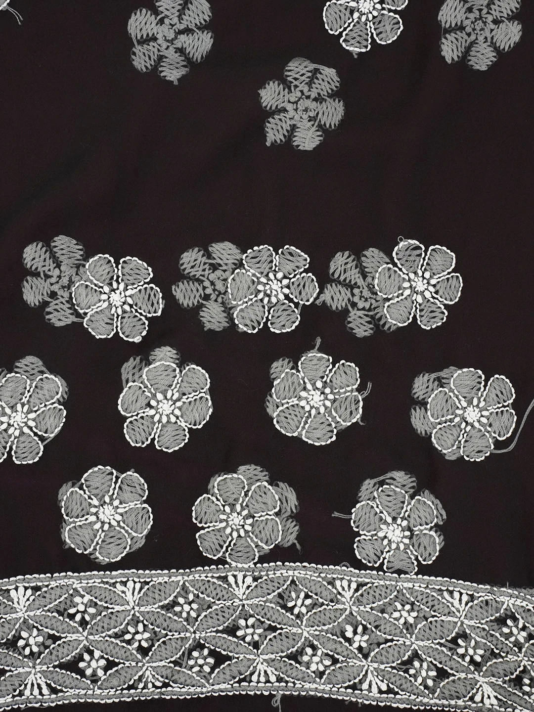Ada Hand Embroidered Black Georgette Lucknowi Chikankari Saree With Blouse 01A569934