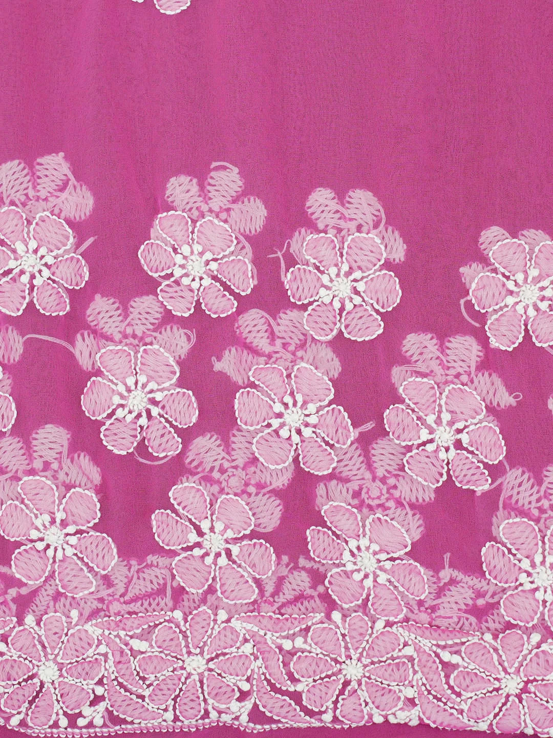 Ada Hand Embroidered French Rose Pink Georgette Lucknowi Chikankari Saree With Blouse 01A554152