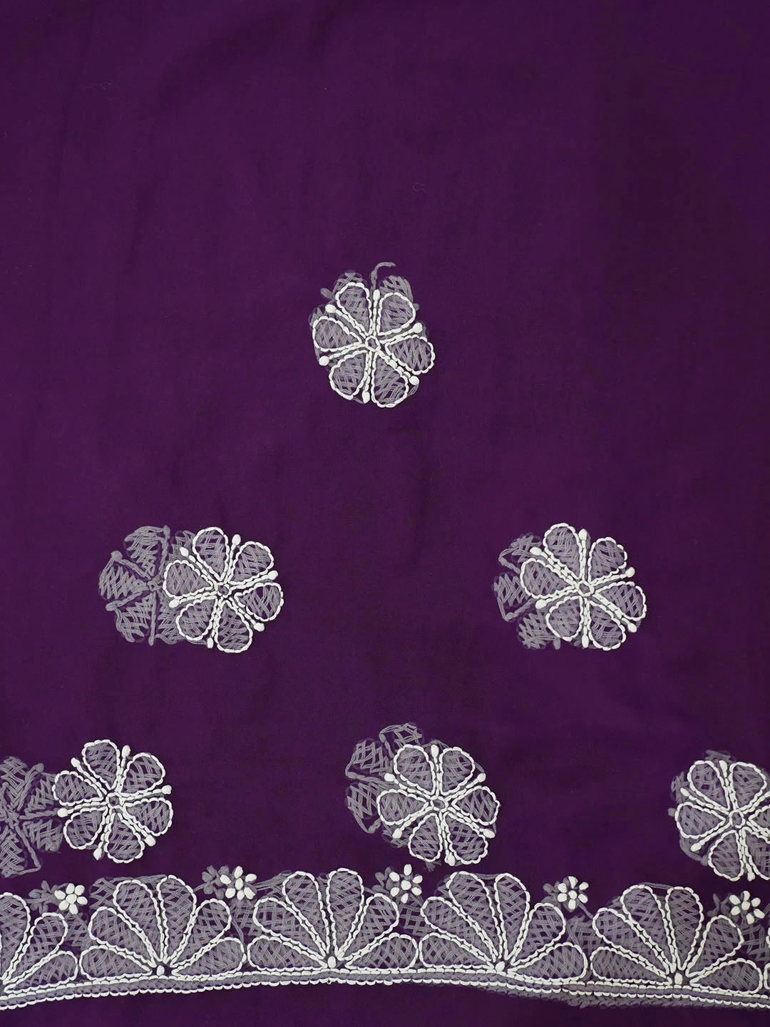 Ada Hand Embroidered Purple Faux Georgette Lucknowi Chikankari Saree With Blouse 01A583335