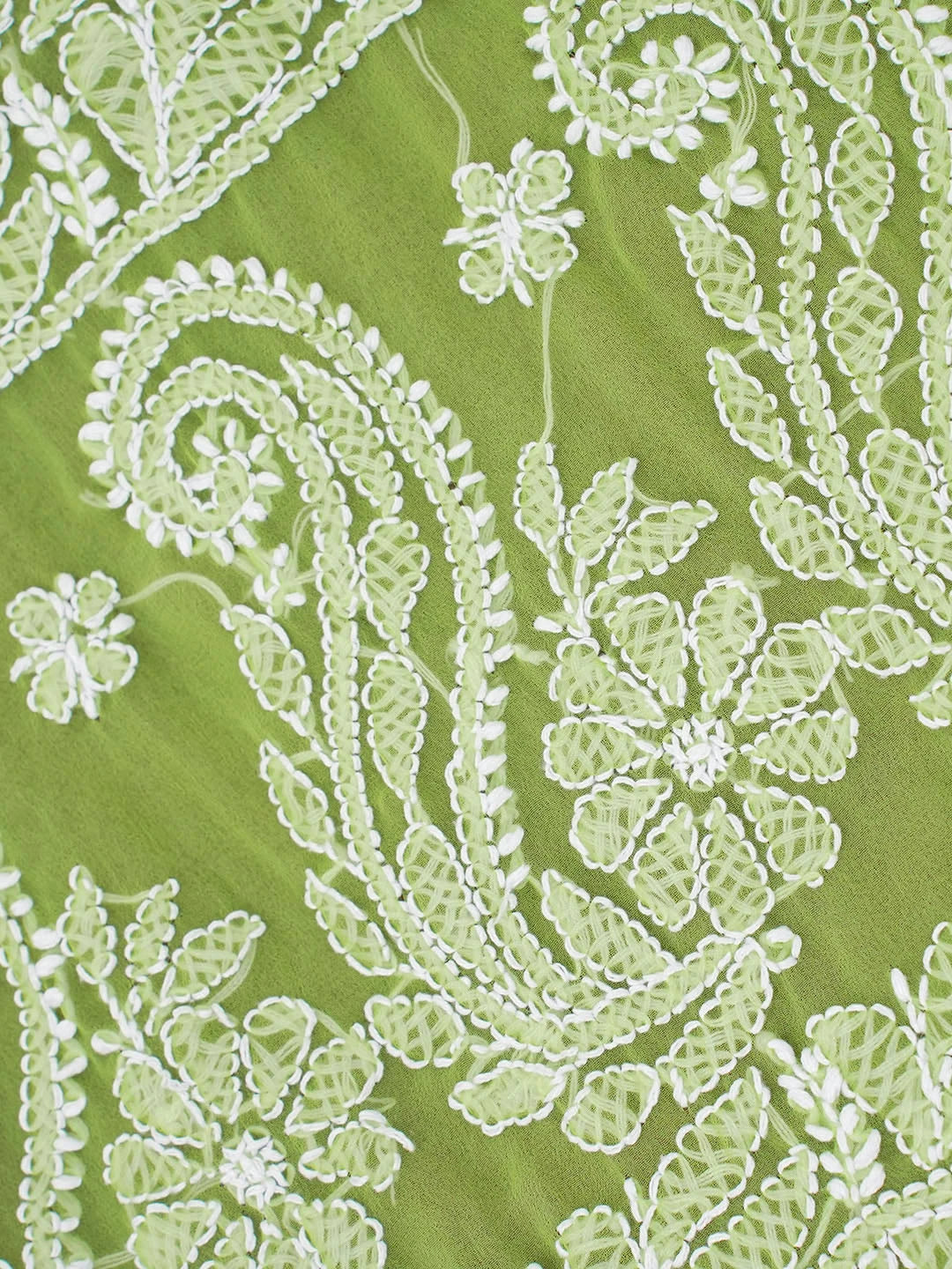 Ada Hand Embroidered Green Faux Georgette Lucknowi Chikankari Saree With Blouse 01A532958