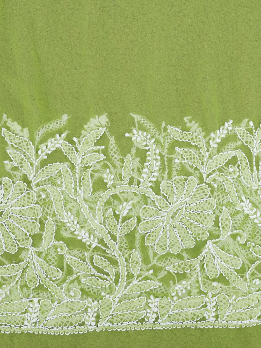 Ada Hand Embroidered Green Faux Georgette Lucknowi Chikankari Saree With Blouse 01A532958