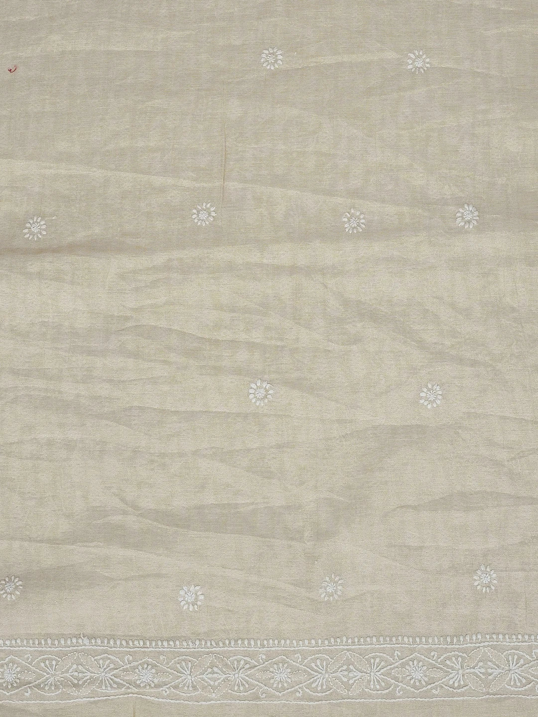 Ada Hand Embroidered Fawn Tissue Lucknowi Chikankari Men's Kurta Piece 01A562213
