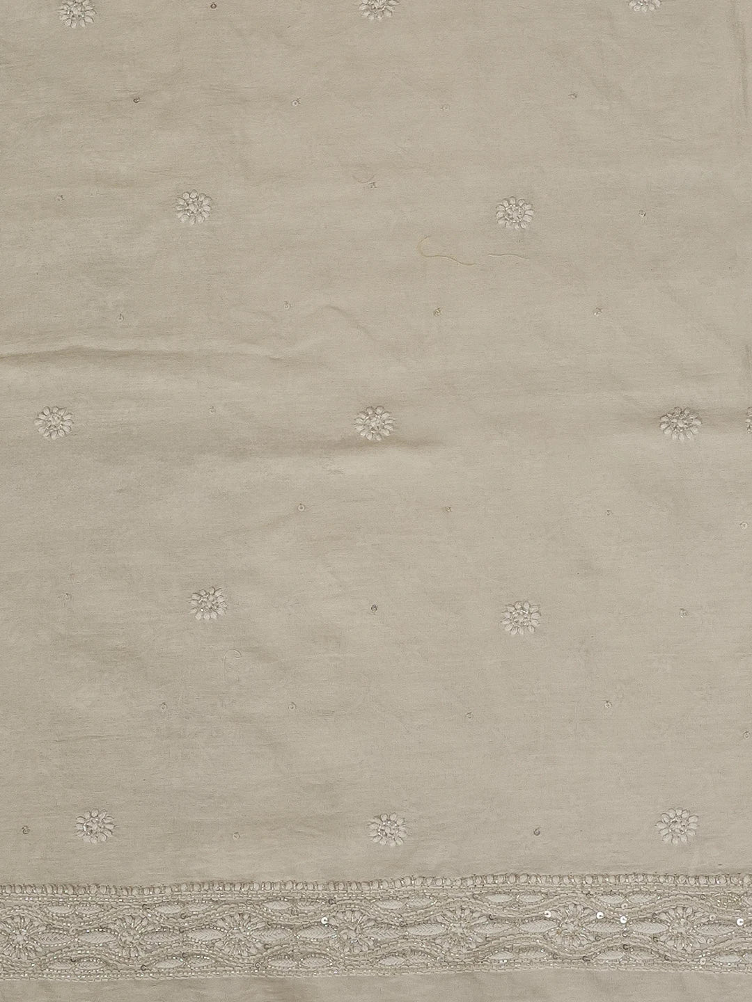 Ada Hand Embroidered Fawn Chanderi Lucknowi Chikankari Unstitched Men's Kurta Piece With Cutdana Work01A576408