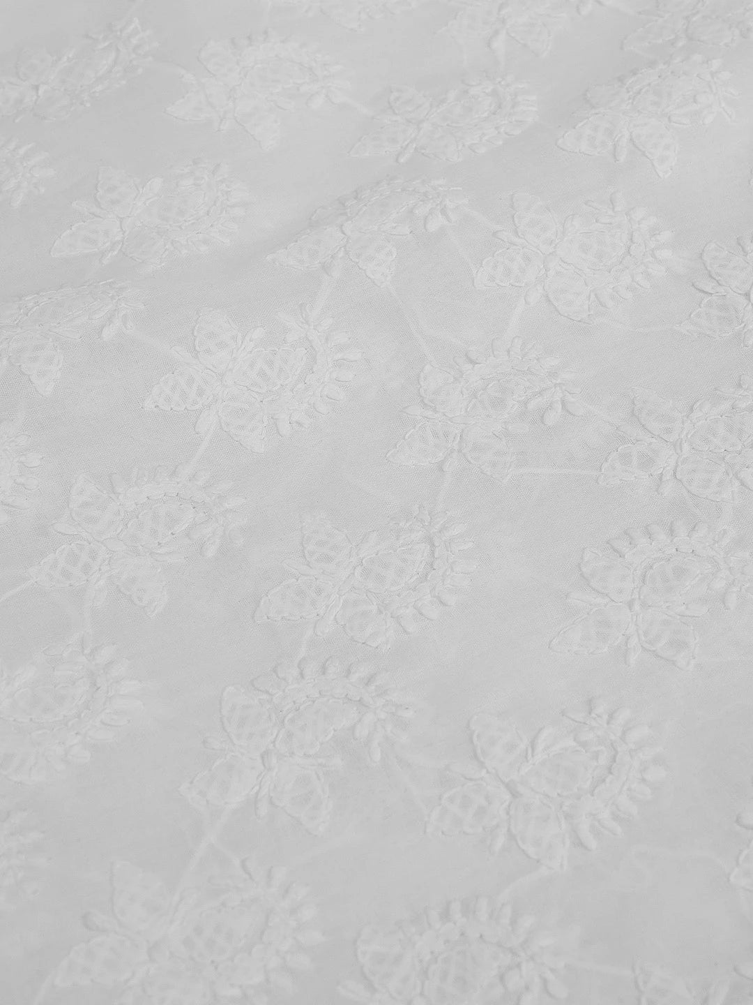 Ada Hand Embroidered White Cotton Lucknowi Chikankari Unstitched Men's Kurta Piece 01A591701