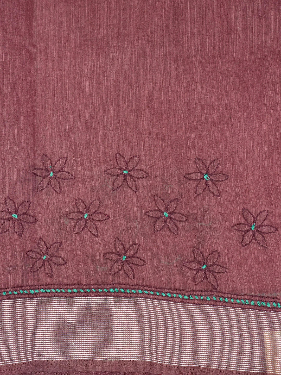 Ada Hand Embroidered Maroon Chanderi Lucknowi Chikankari Saree With Blouse 01A593956