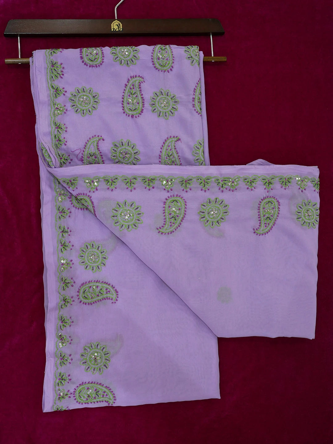Ada Hand Embroidered Mauve Faux Georgette Lucknowi Chikankari Saree With Blouse With Cutdana Work 01A152176