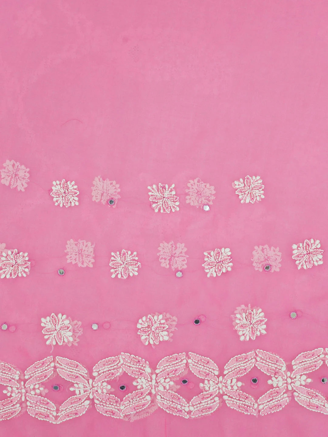 Ada Hand Embroidered Pink Faux Georgette Lucknowi Chikankari Saree With Blouse With Pearl Work 01A452765
