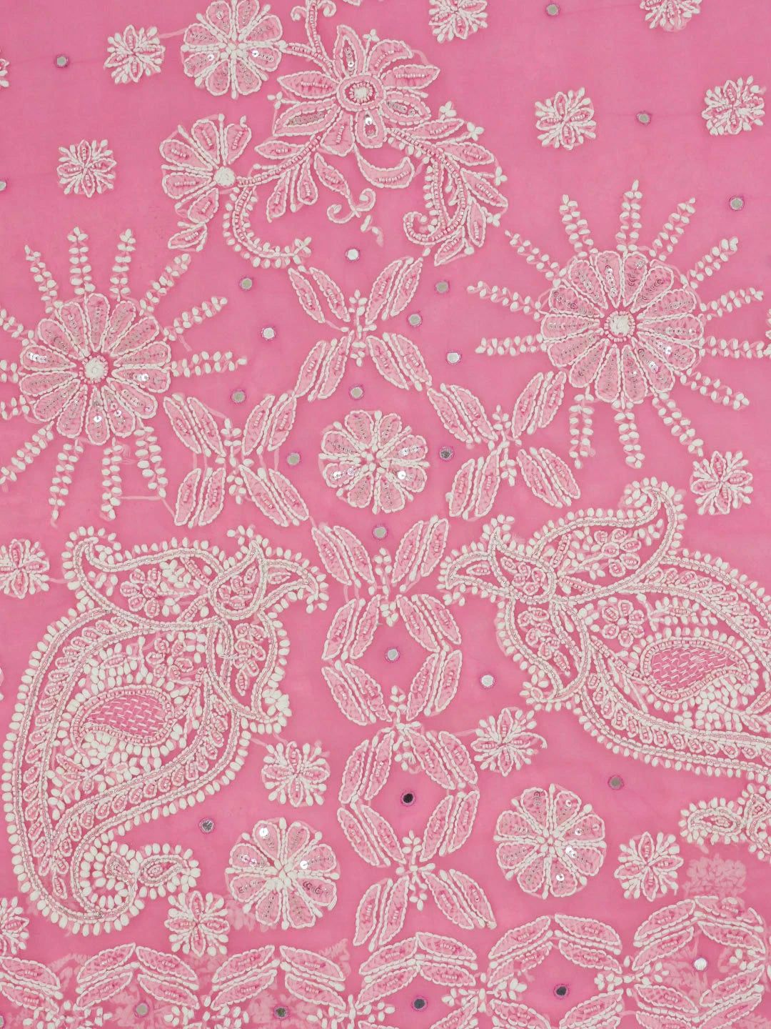 Ada Hand Embroidered Pink Faux Georgette Lucknowi Chikankari Saree With Blouse With Pearl Work 01A452765